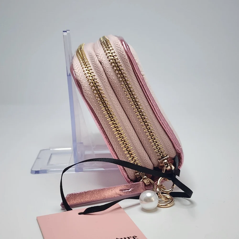 Juicy Couture Pink Velour Zip Wallet Rhinestone Logo Small Purse NWT Y2K Glam
